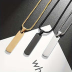 Men's Minimalist Stainless Steel Bar Pendant Necklace