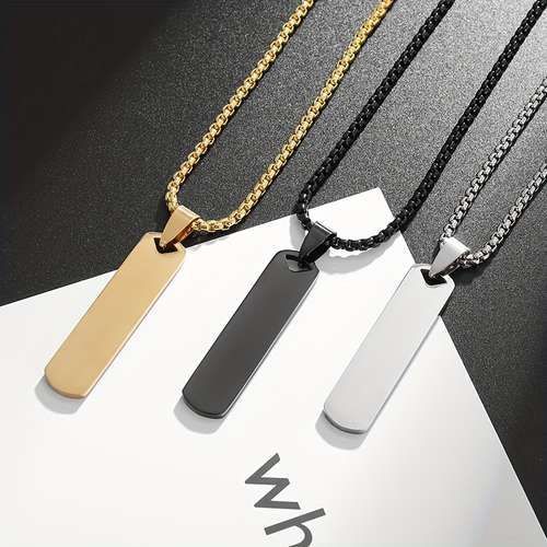 Men's Minimalist Stainless Steel Bar Pendant Necklace