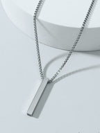 Men's Minimalist Stainless Steel Bar Pendant Necklace