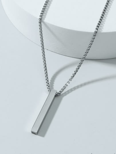 Men's Minimalist Stainless Steel Bar Pendant Necklace