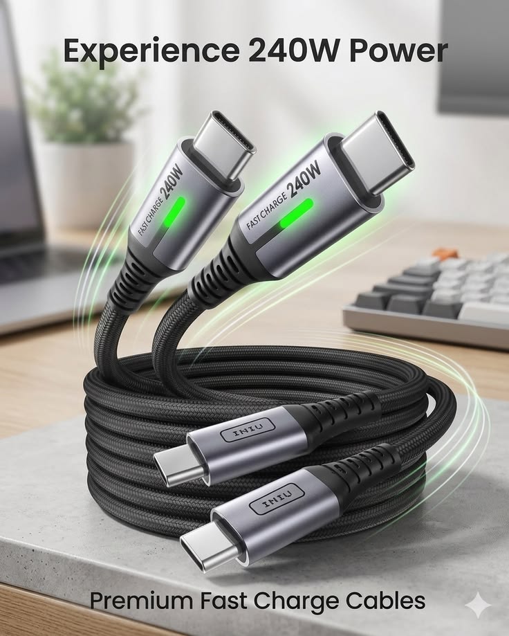 Bitkoinz Super Flex 3 in 1 Fast Charging Braided Cable   1 Meter