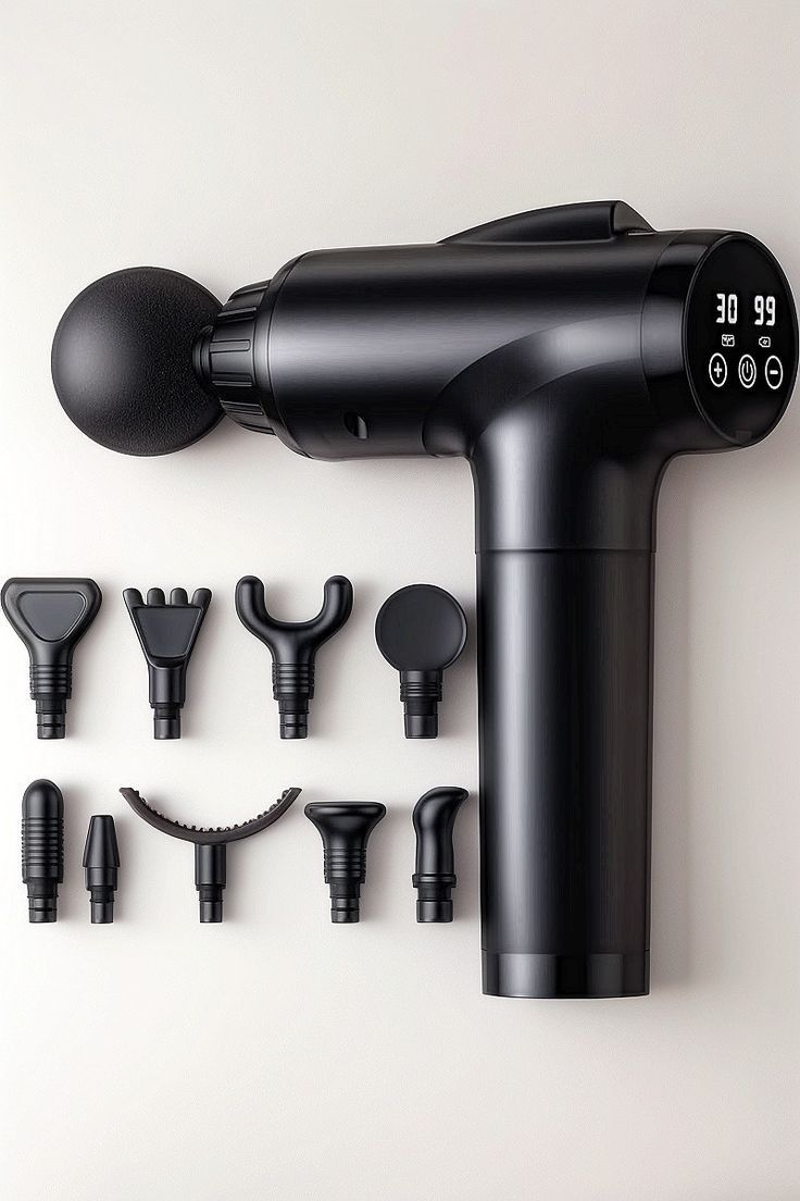 Rechargeable Massage Gun with LCD Display – 30 Speed Levels & 4 Massage Heads