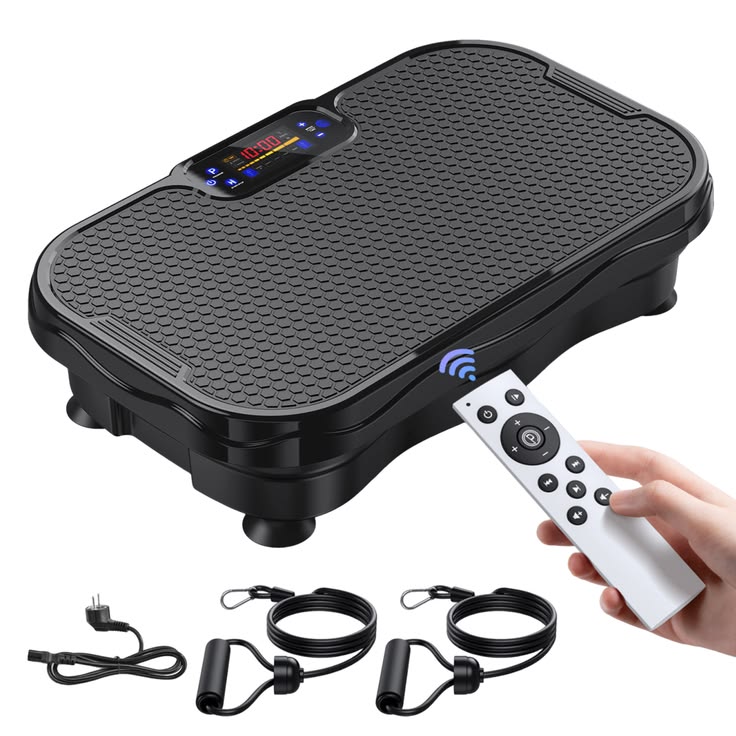 Vibration Exercise Plate with Resistance Bands – Home Fitness Machine