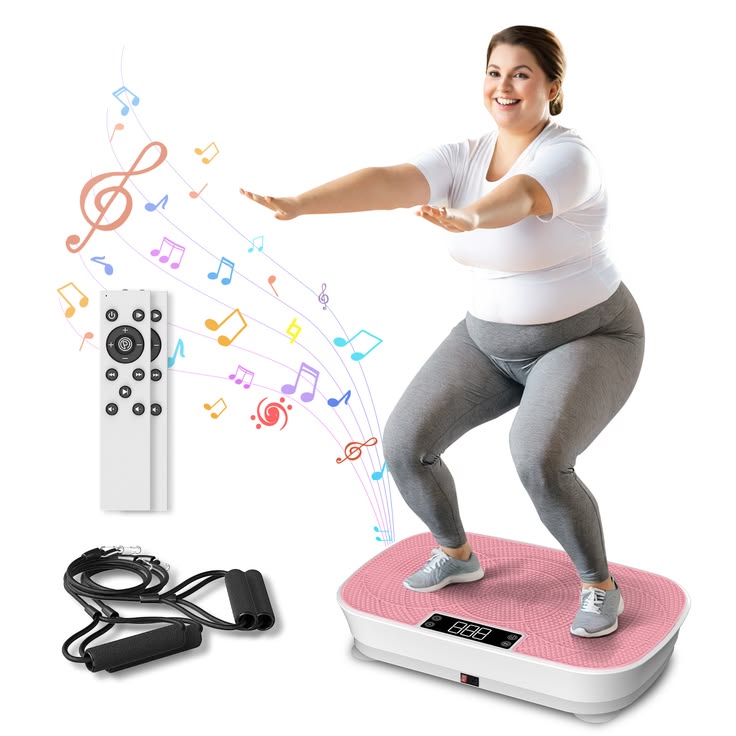 Vibration Exercise Plate with Resistance Bands – Home Fitness Machine