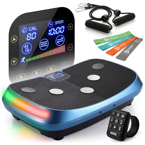 Vibration Exercise Plate with Resistance Bands – Home Fitness Machine