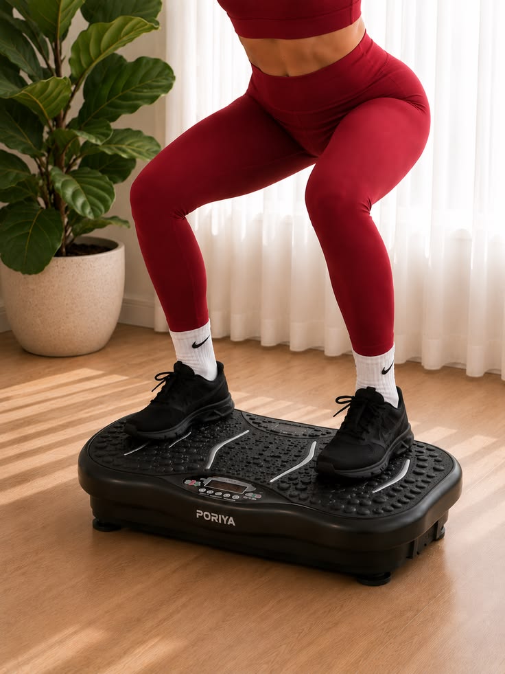 Vibration Exercise Plate with Resistance Bands – Home Fitness Machine