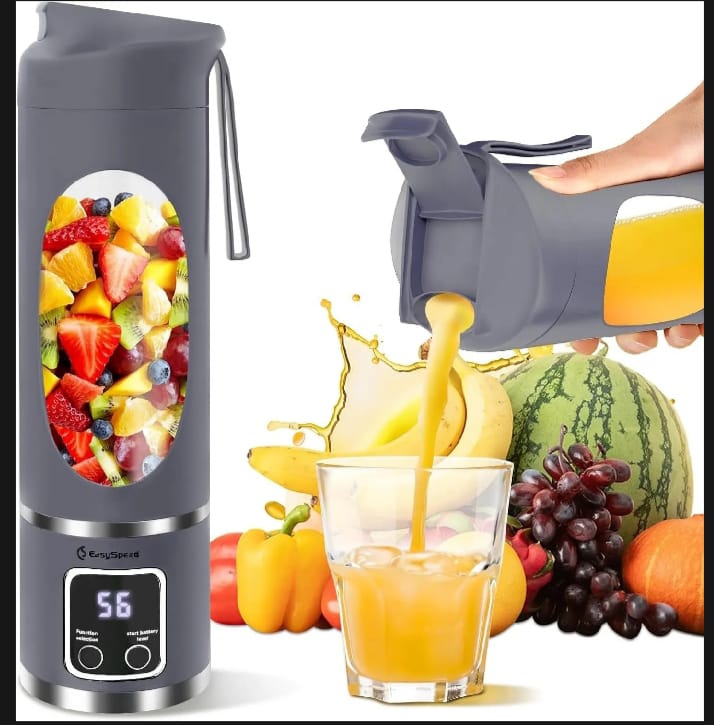 Portable USB Rechargeable Blender Bottle – Personal Smoothie & Juice Maker with Digital Display (420ml)