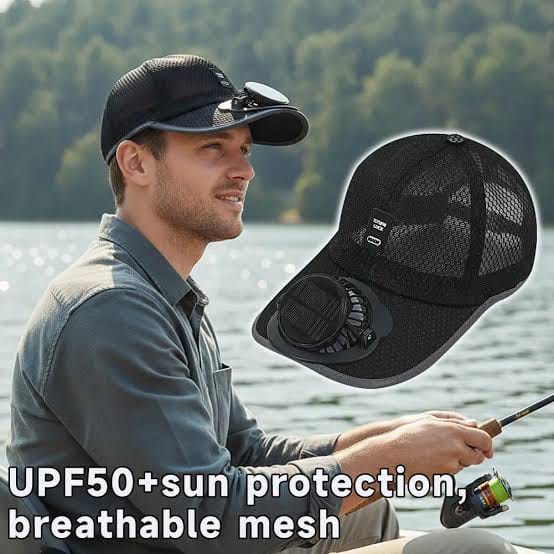USB Rechargeable Cooling Fan Cap – Portable Hands-Free Sun Hat with Built-in Mini Fan