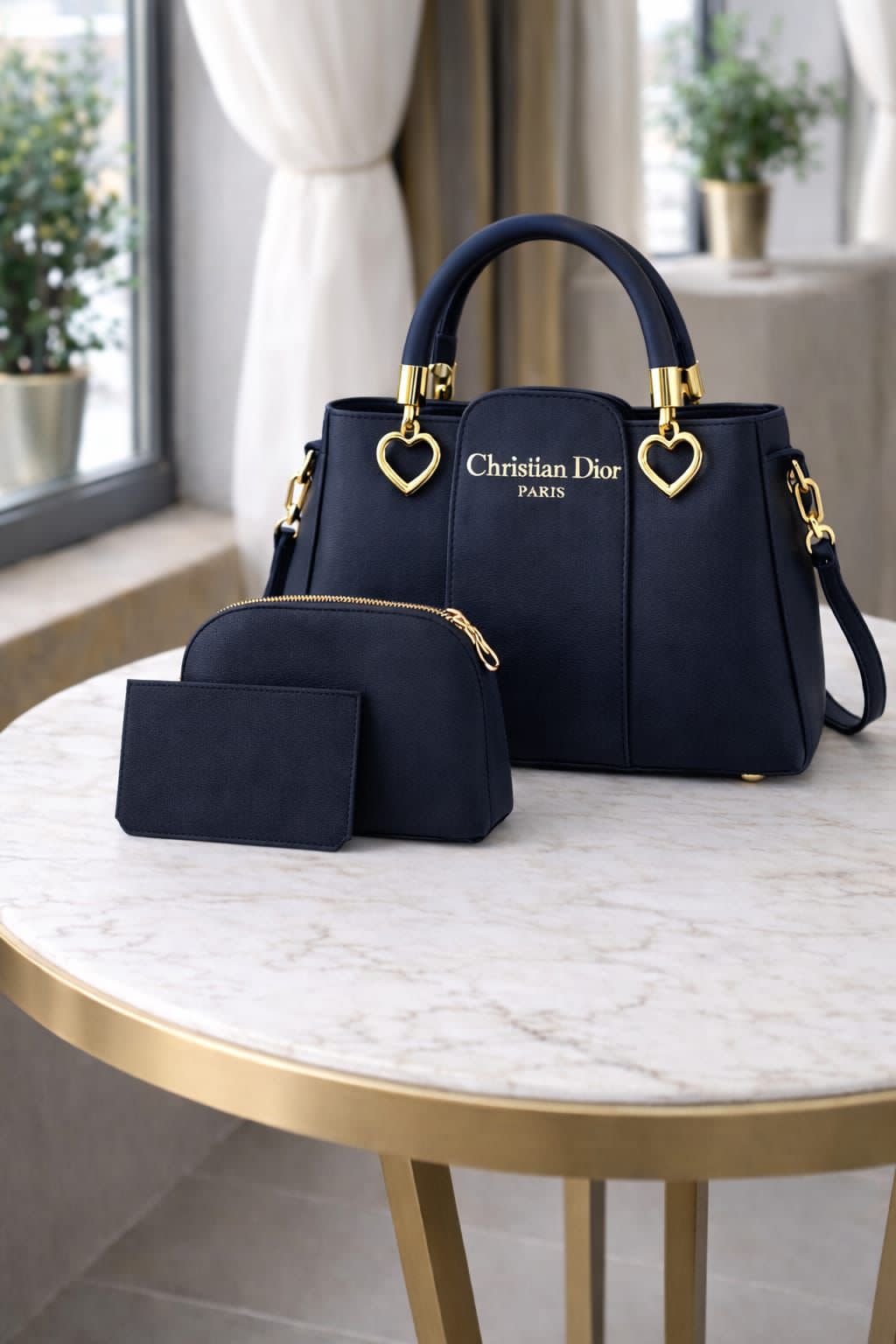 Luxury 3-Piece Women's Handbag Set | Premium PU Leather Tote Bag with Crossbody Pouch & Card Holder