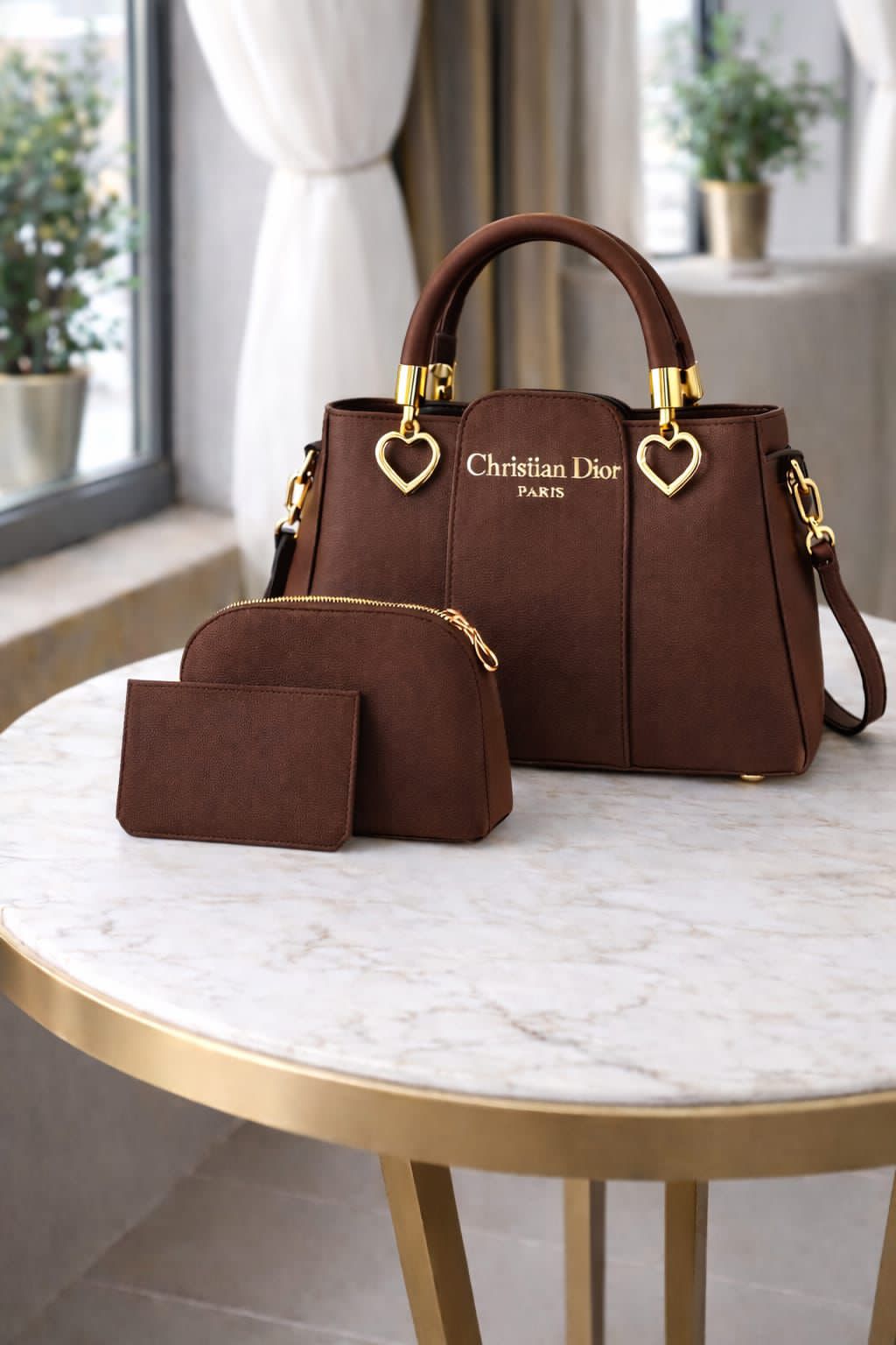 Luxury 3-Piece Women's Handbag Set | Premium PU Leather Tote Bag with Crossbody Pouch & Card Holder