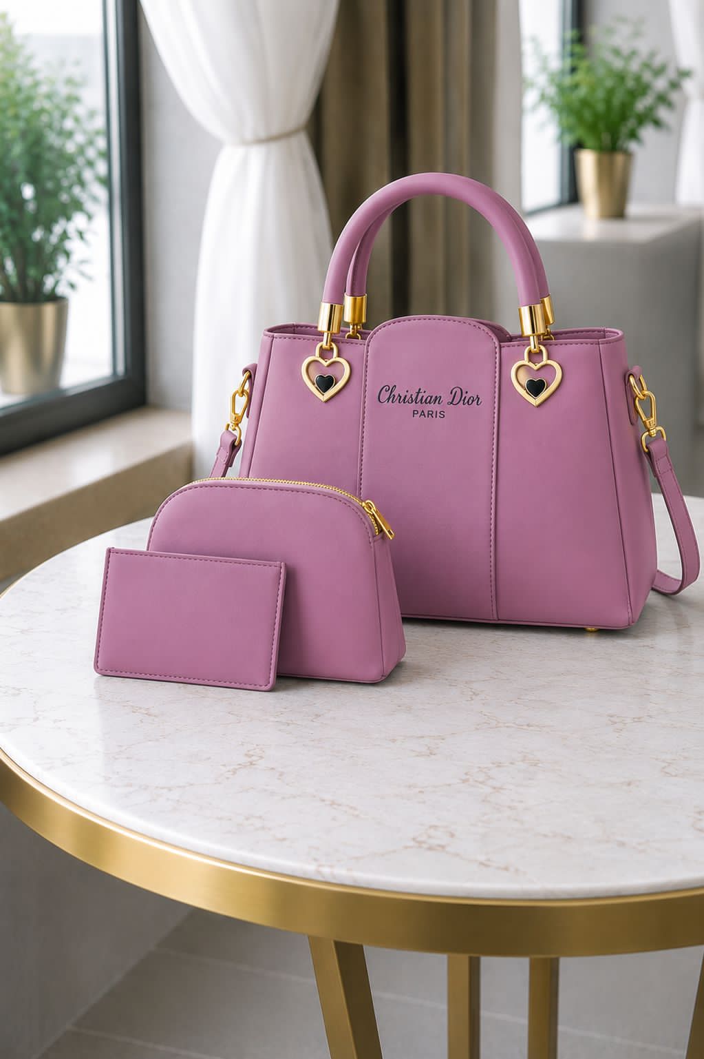 Luxury 3-Piece Women's Handbag Set | Premium PU Leather Tote Bag with Crossbody Pouch & Card Holder