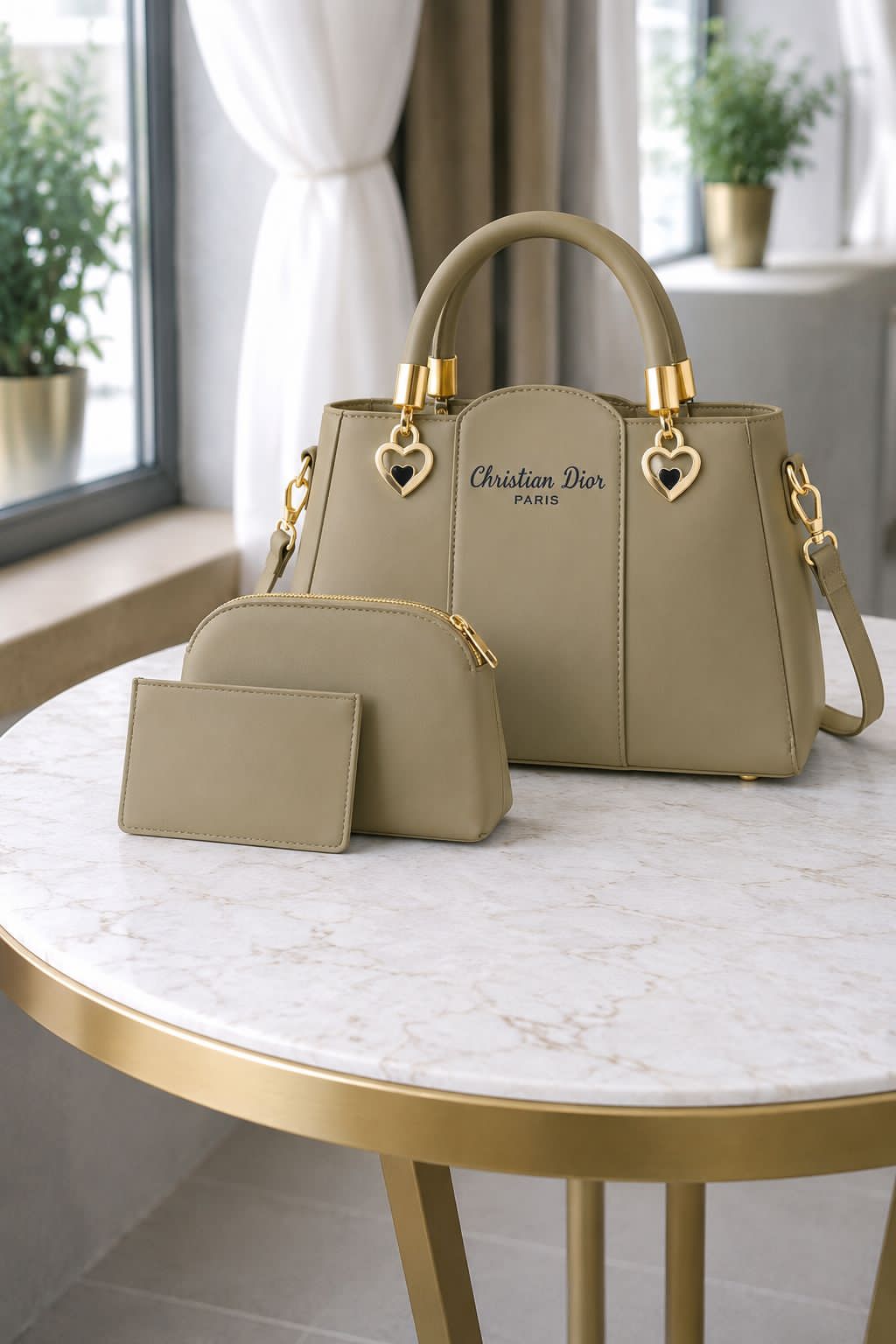 Luxury 3-Piece Women's Handbag Set | Premium PU Leather Tote Bag with Crossbody Pouch & Card Holder