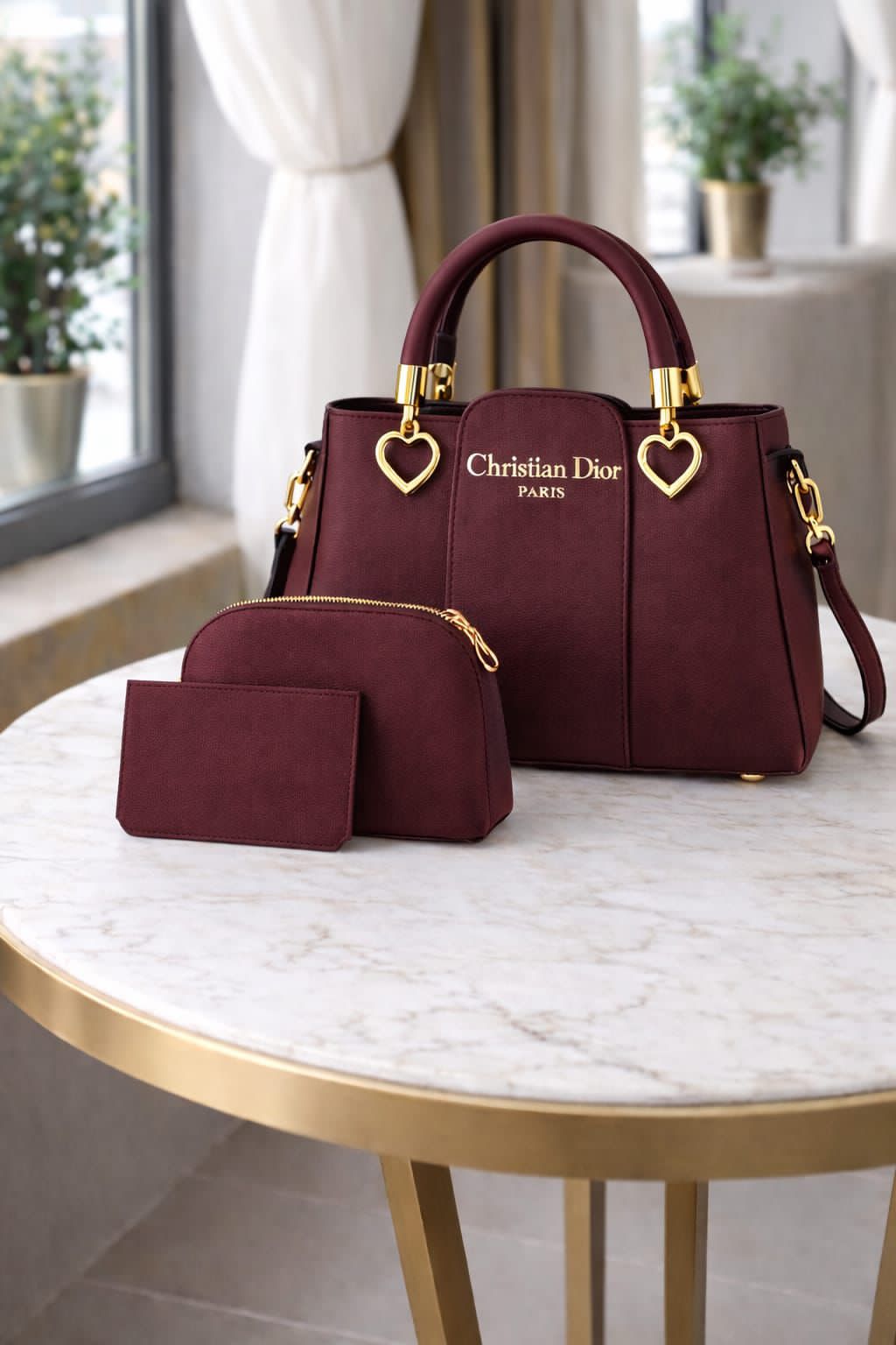 Luxury 3-Piece Women's Handbag Set | Premium PU Leather Tote Bag with Crossbody Pouch & Card Holder