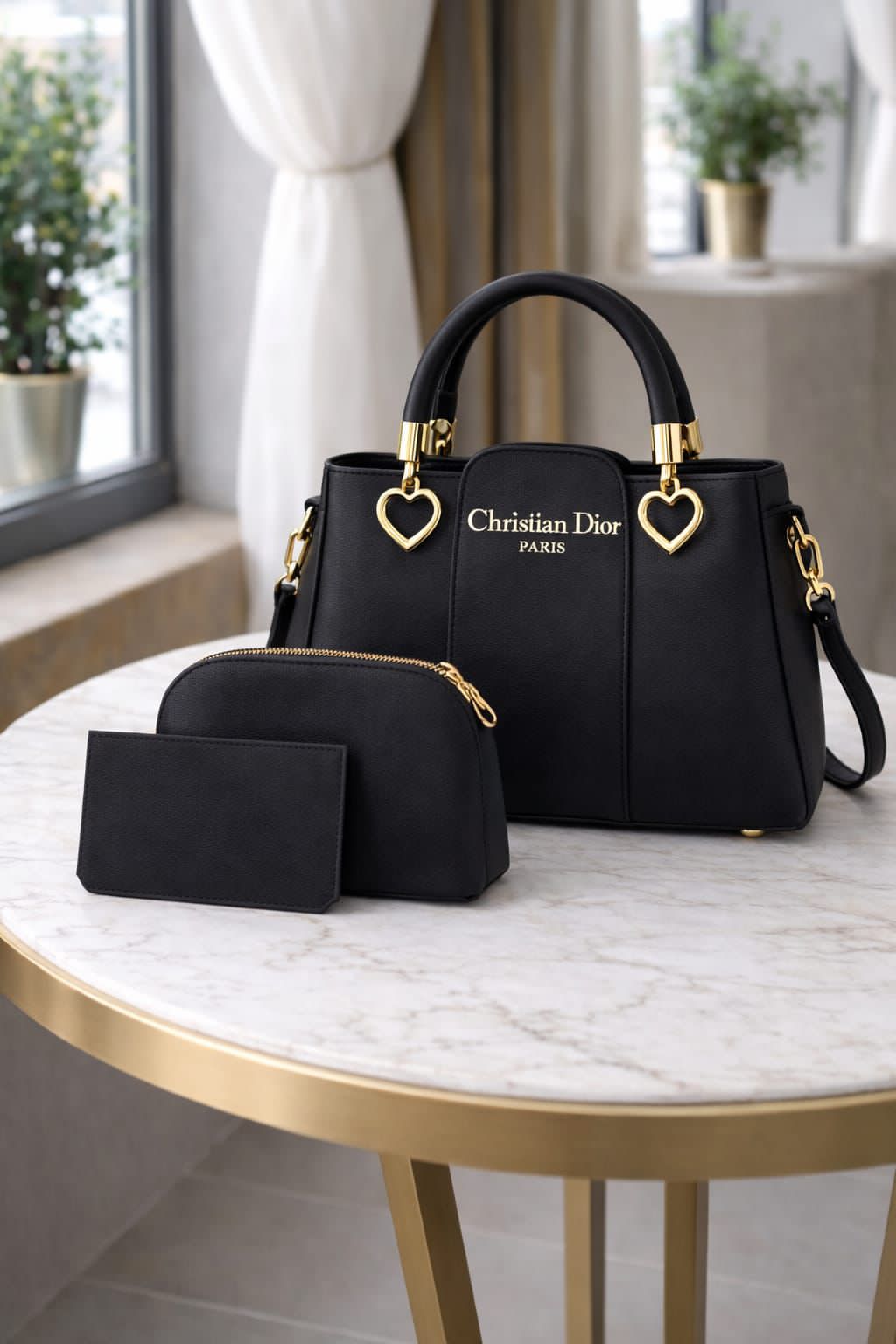 Luxury 3-Piece Women's Handbag Set | Premium PU Leather Tote Bag with Crossbody Pouch & Card Holder