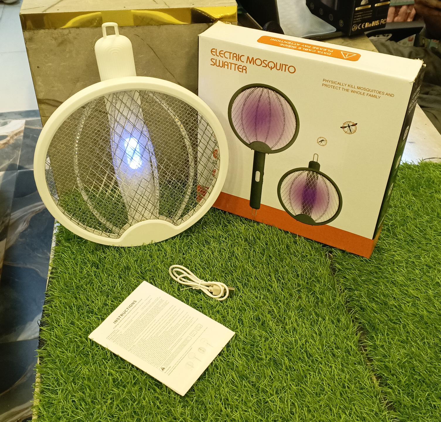 Rechargeable Electric Mosquito Swatter Racket with USB Charging | 3-Layer Safety Mesh | Portable Mosquito Killer Ba