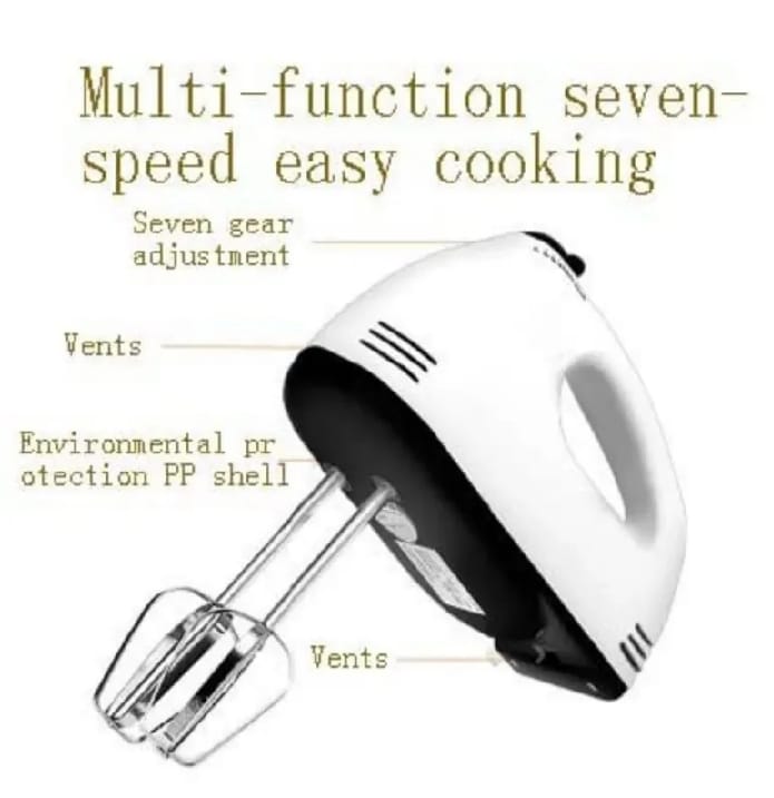 Electric Hand Mixer – 7 Speed Portable Egg Beater & Cake Mixer for Baking, Cream & Dough