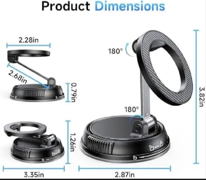 360° Magnetic Car Phone Holder – Foldable Dashboard Mobile Stand for iPhone & Android