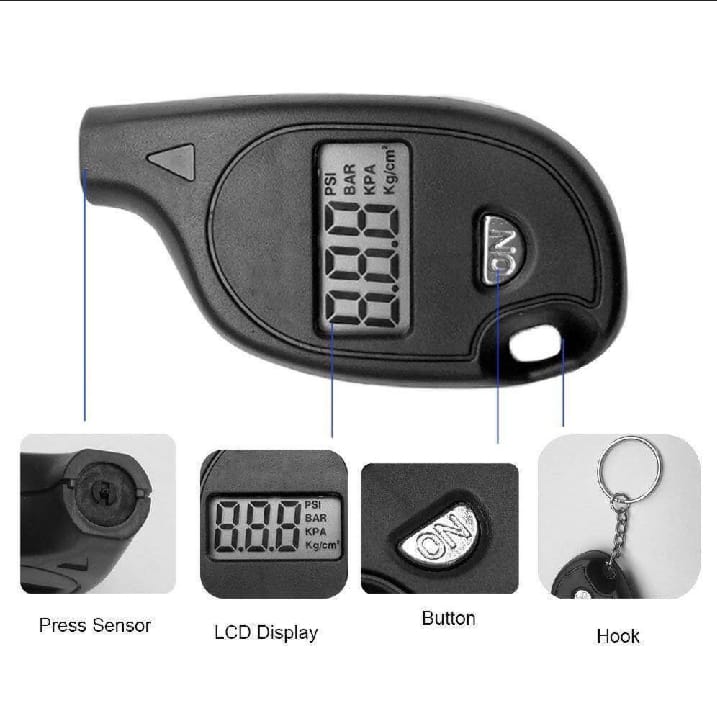 Digital Tire Pressure Gauge LCD Display – Portable Car, Motorcycle & Bicycle Air Pressure Tester (PSI/BAR/KPA/Kg/cm²)