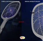 Rechargeable Electric Mosquito Killer Racket with UV LED Light – 2-in-1 Handheld & Standing Fly Swatter (3000V)