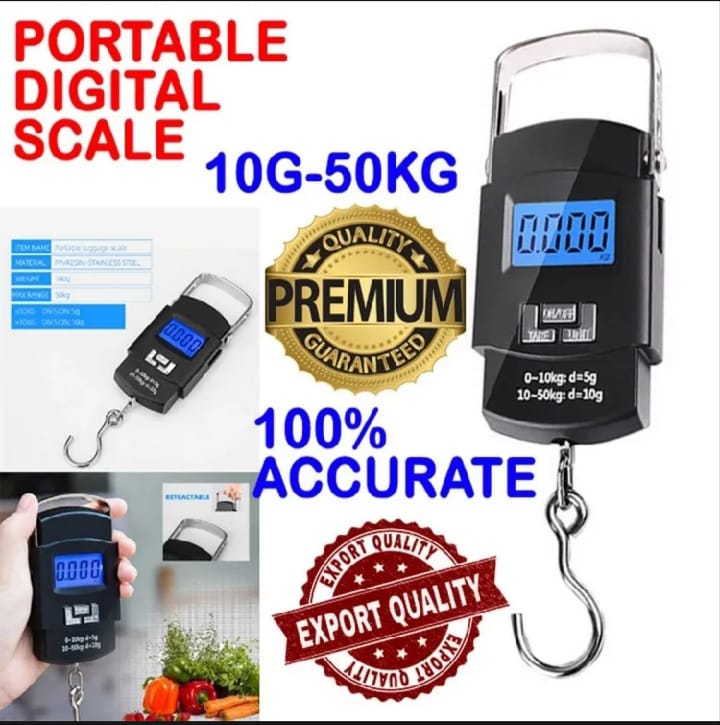 Portable Digital Hanging Luggage Scale 50kg LCD Travel Weight Scale with Hook