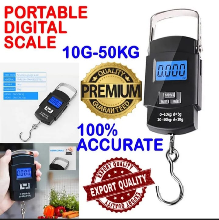 Portable Digital Hanging Luggage Scale 50kg LCD Travel Weight Scale with Hook