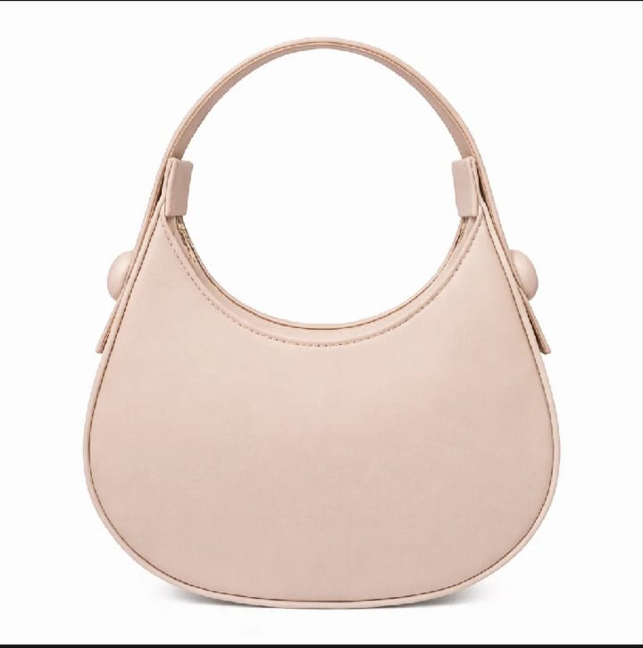 Women's Elegant Half Moon Shoulder Bag | Premium PU Leather Handbag | Beige