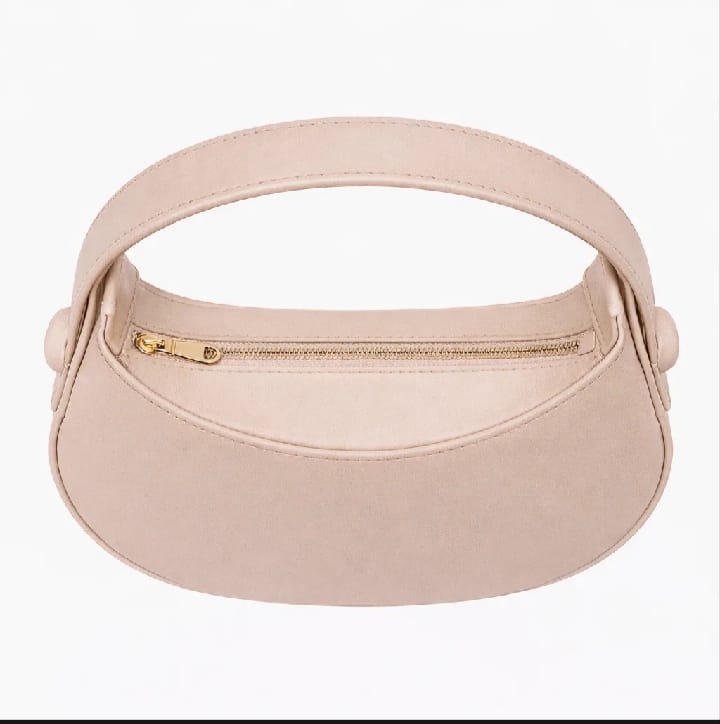 Women's Elegant Half Moon Shoulder Bag | Premium PU Leather Handbag | Beige