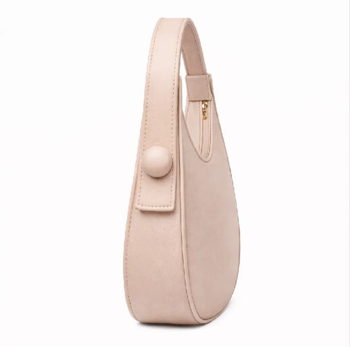 Women's Elegant Half Moon Shoulder Bag | Premium PU Leather Handbag | Beige