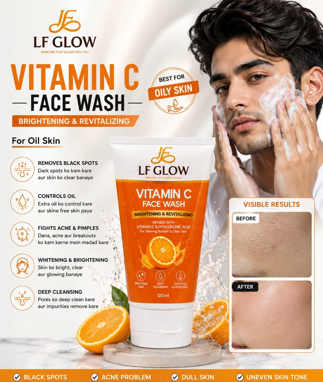 LF Glow Vitamin C Face Wash – Brightening & Revitalizing   120ml