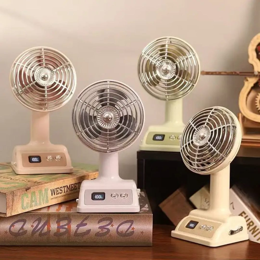 Rechargeable Portable Desktop Fan with Digital Display | USB Charging | 3 Speed Mini Table Fan