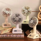 Rechargeable Portable Desktop Fan with Digital Display | USB Charging | 3 Speed Mini Table Fan