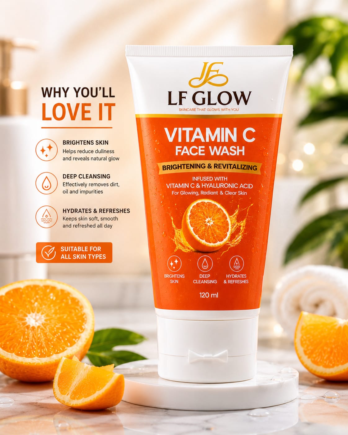LF Glow Vitamin C Face Wash – Brightening & Revitalizing   120ml