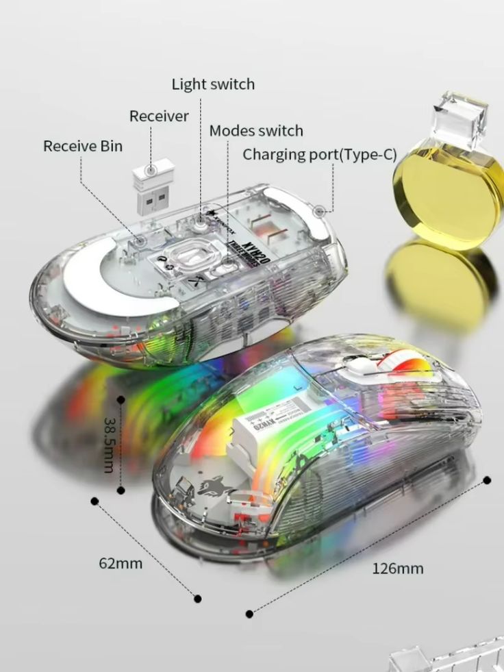 Arctic Fox Pureview Transparent Wireless & Bluetooth Rechargeable Mouse