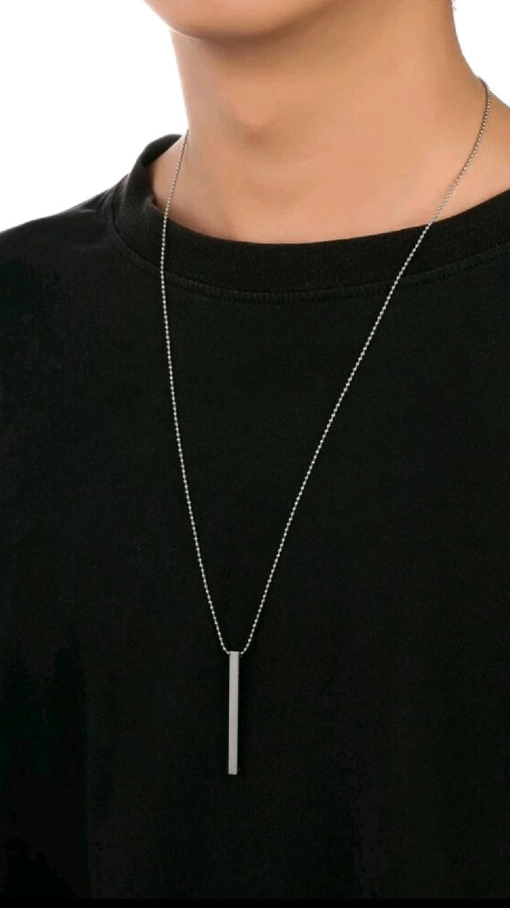 Men's Minimalist Stainless Steel Bar Pendant Necklace